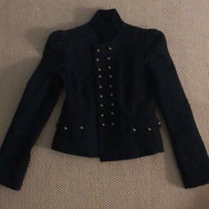 military style black blazer with velvet collar